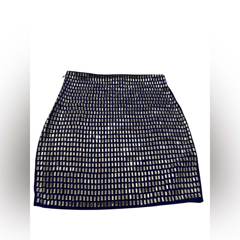 Windsor Black and Gold Grid Pencil Skirt